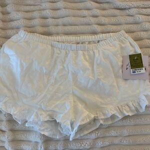 White Eyelet Ruffle Shorts